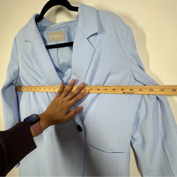 Everlane Light Blue Double Breasted Career Relaxed Fit Blazer Size 6 - Picture 12 of 16